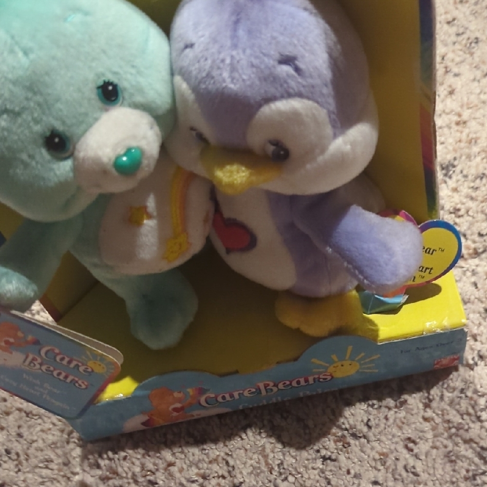 Care Bears 2003 Wish Bear and Cozy Heart Penguin Plush Duo - Picture 2 of 14